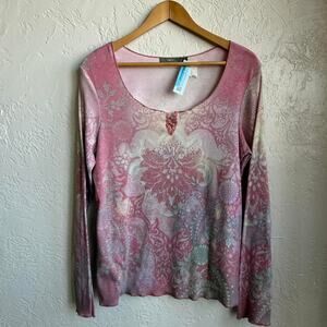 Y2k Apt 9 Pink Front Back Print Long Sleeve XL